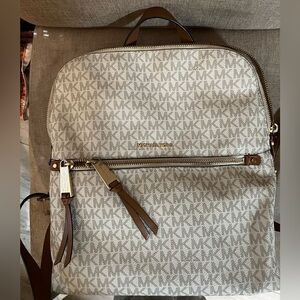 Michael Kors Light Beige Monogram Backpack